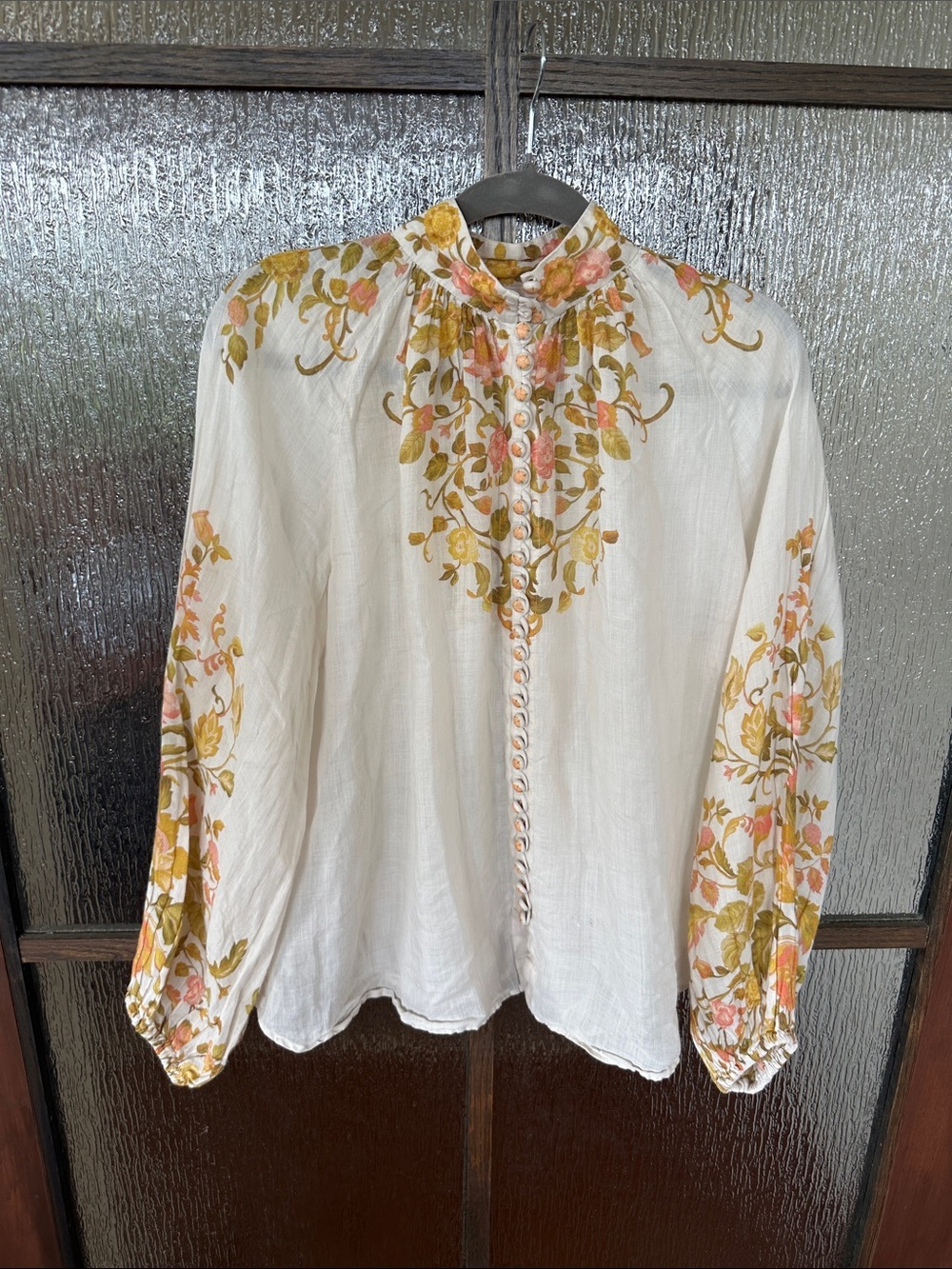 Kate Ford Noaea Blouse Cream Floral Peasant Blouse size US 6-8 - Picture 4 of 12